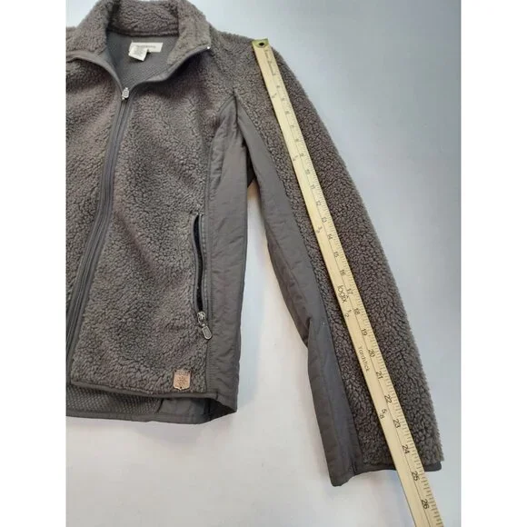 RUFF HEWN Cozy Gray Faux Sherpa Fleece Full Zip L Wicking Cabin Outdoor Neutral - Picture 3 of 10